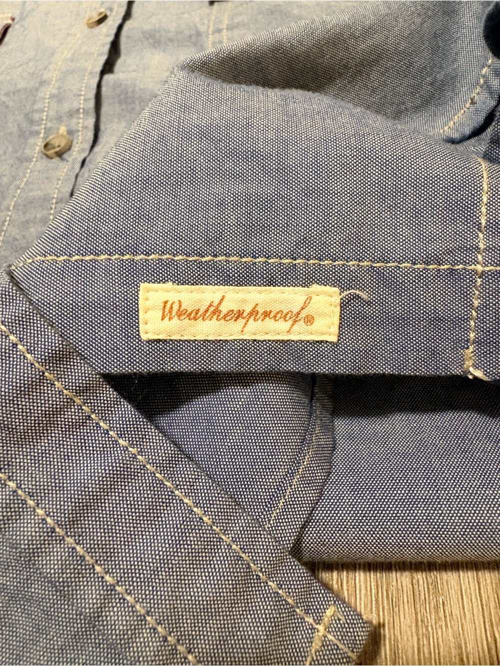 Weatherproof Vintage Blue Button Up Shirt Size Medium Plaid Lining Casual Fall - Picture 5 of 6
